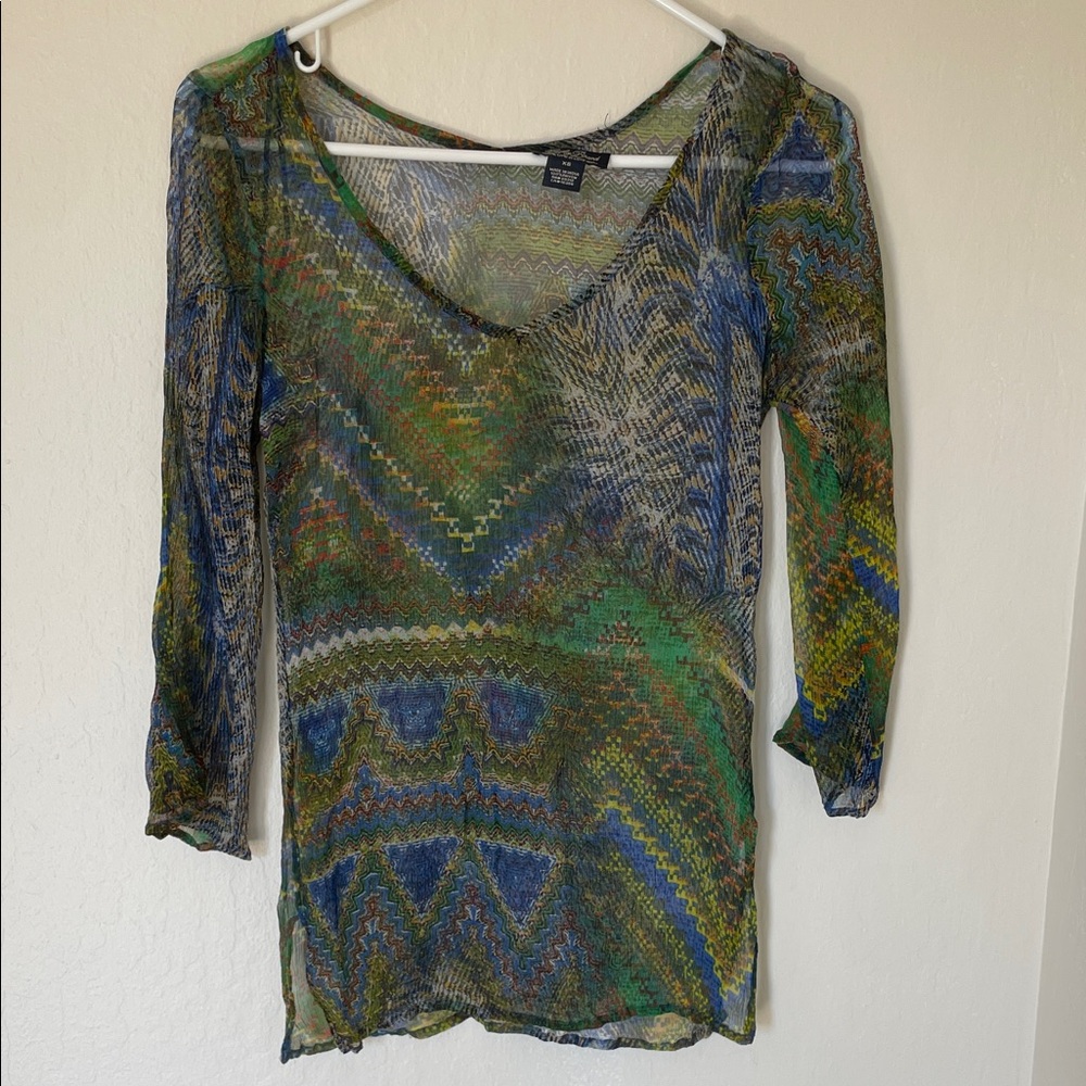 Lucky Brand Multicolor Sheer Blouse